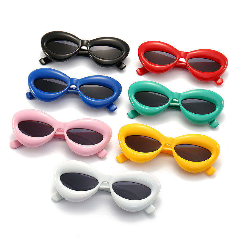 Luxury Brand Hip Hop Yellow Blue Gradient Sun Glasses Men Punk Candy Color Sexy Lip Cat Eye Sunglasses For Women